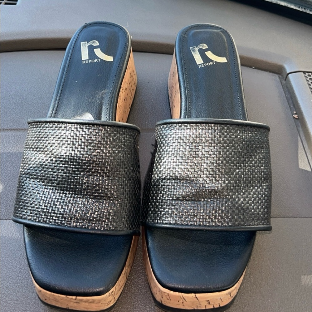 Report Black and Tan Mules with Minimalist Design
